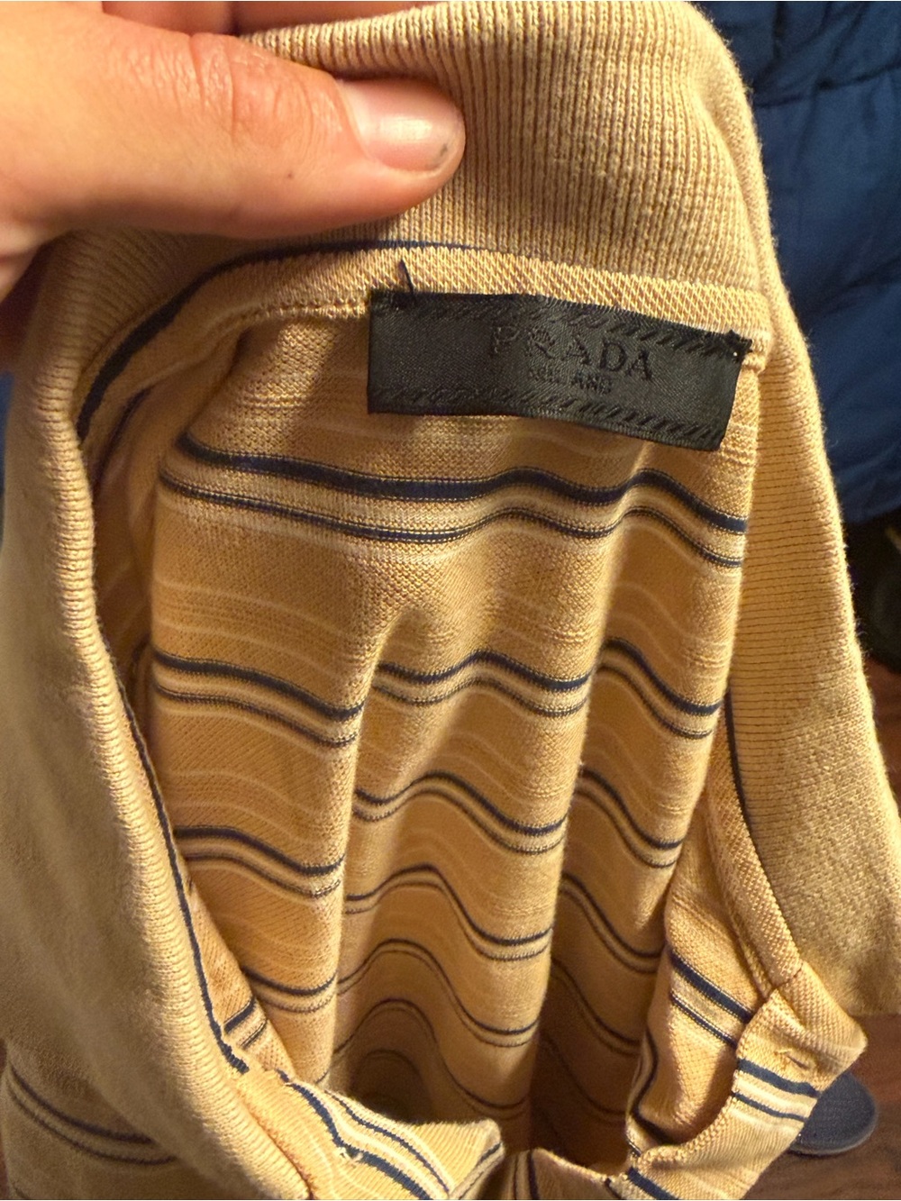 Prada Beige Striped Long-Sleeve Polo Shirt - Picture 3 of 6
